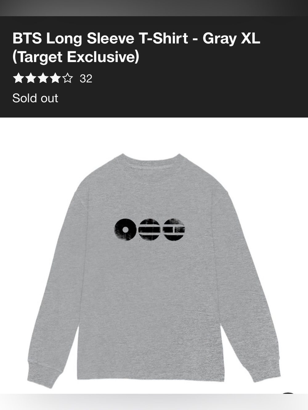 BTS Long Sleeve Tee in Gray with Black Graphic